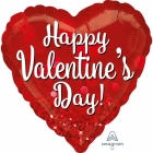 Happy Valentins's Day - sirds formas folijas balons  Valentindienai, izmērs 43cm, piepūšams ar hēliju