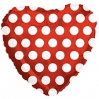 Folija sirds formas balons ar punktiem, sarkans, 43 cm., 