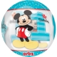 Apaļš, caurspīdīgs balons “1. dzimšanas diena – Peļuks Mikijs”, Orbz ®, diametrs 43 cm,