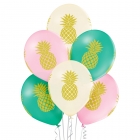 "Ananass" 12"/30 cm lateksa baloni  6 gab. Pastelis: 004 Gaiši Rozā, 016 Vanilla, 005 Meža Zaļš. Druka: 1 Krāsa(s) / 4 Puses