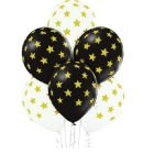 Zvaigznītes – 30 cm. baloni 6 gab., pastelis:melns un balts; apdruka 1 krāsā / 5 pusēs.