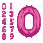 Шар цифра "0" - "9"  малиновый,  высота 66 см, из фольги