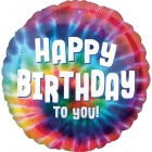 Folija balons - Dzimšanas dienas jauktas krāsas - izmērs 43cm, piepūšams ar hēliju vai gaisu