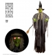 Sound sensor activated WITCH WITH BROOM, FLICKERING LED LIGHT EYES & EVIL LAUGHTER 240 cm (3 x LR4