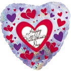 Шар из фольги в форме сердца  День Валентина - Красные и фиолетовые сердечки, с особым блеском, размер 45см