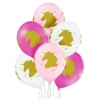 "Vienradzis" 12"/30 cm lateksa baloni 6 gab. Pastelis: 002 Balts, 004 Gaiši Rozā, 010 Koši Rozā. Druka: 1 Krāsa(s) / 4 Puses