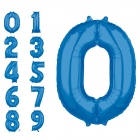 Шар цифра "0" - "9" синий, высота 66 см, из фольги